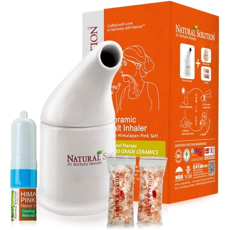 Natural Solution Organic Personal Care Travel Gift Set 2 Items | Nasal Inhaler and Ceramic Salt Inhaler, 6 Piece Set