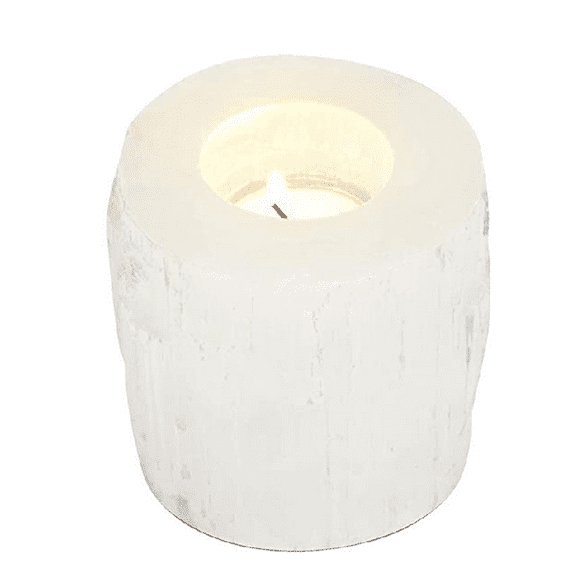 Natural Solution Selenite Crystal Candle Holder, Tealight Candle Holder for Meditation & Reflection, Ideal for Gift, Home Dcor, White