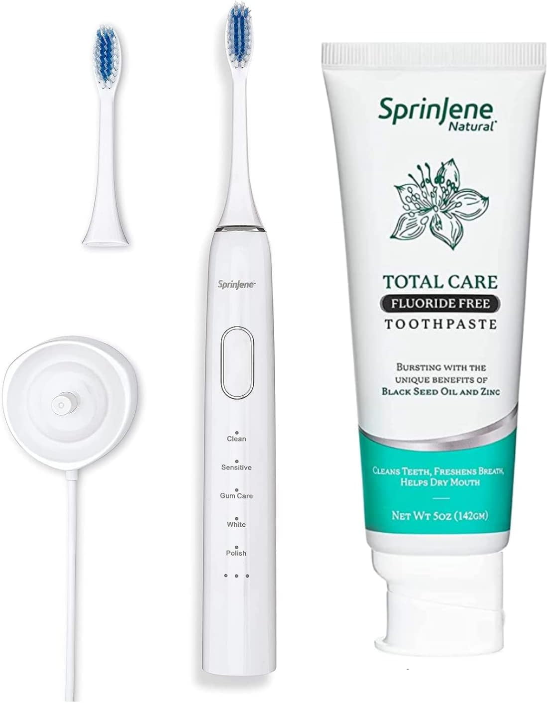 Natural Sonic Electric Toothbrush & Natural Fluoride Free Toothpaste ...