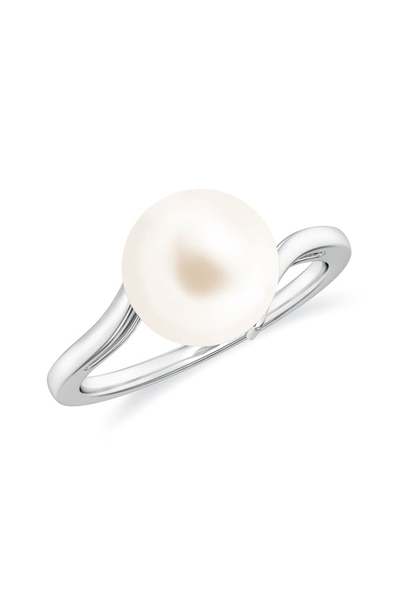 Natural South Sea Cultured Pearl Solitaire Ring for Women in Sterling Silver/White Gold Plating | June Birthstone Jewelry Gift for Her | Birthday | Wedding| Anniversary| Engagement, 8MM Ring Size 10