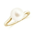thumbnail image 1 of Natural South Sea Cultured Pearl Solitaire Ring for Women in Sterling Silver/Yellow Gold Plating | June Birthstone Jewelry Gift for Her | Birthday | Wedding| Anniversary| Engagement, 8MM Ring Size 5, 1 of 6