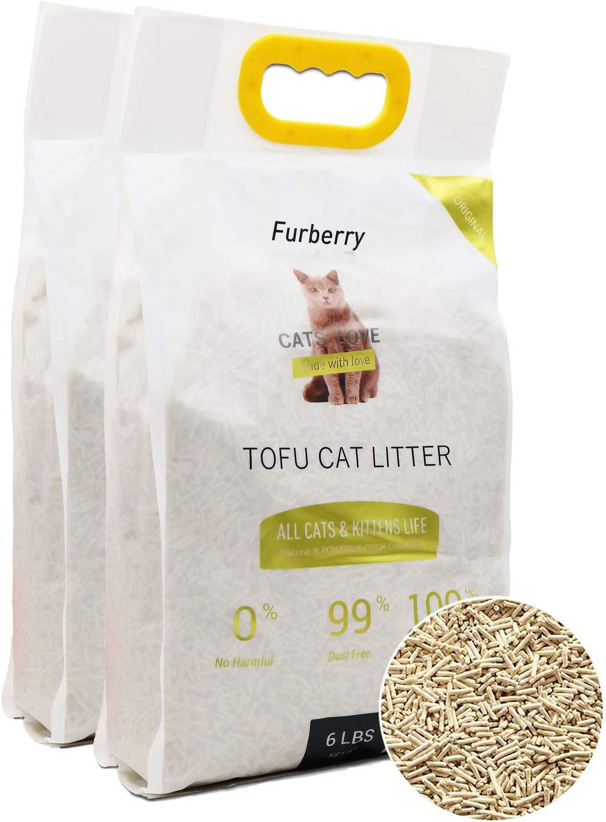 Natural Soy Litter, Tofu Cat Litter - Clumping, Flushable, Ultra Absorbent and Fast Drying - Zero Dust, Low Tracking - Unscented, 2 Pack