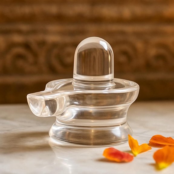 Natural Sphatik Crystal Shivling Clear Quartz Shiva Lingam Idol, Transparent Crystal Shivling for Puja, Meditation, Home Temple Decor