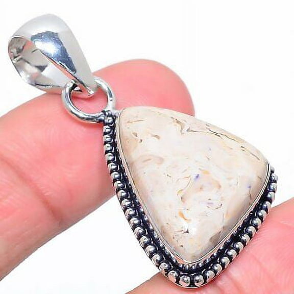 Natural Spider Jasper Gemstone 925 Sterling Silver Gift Pendant 1.81"