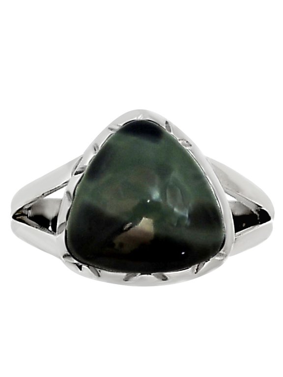Natural Spider Web Obsidian 925 Silver Plated Ring s.7 Jewelry WR99-10008