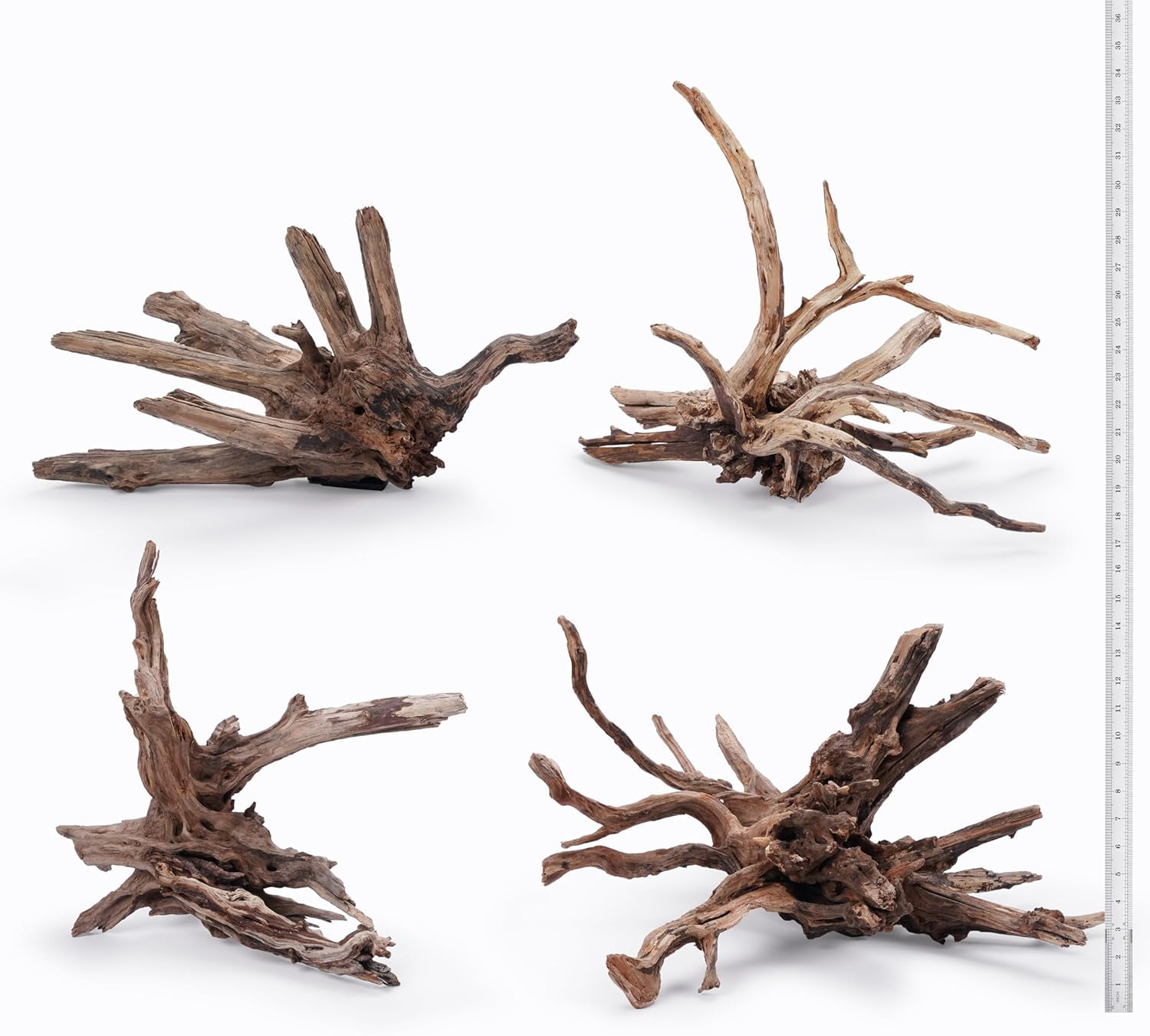 Natural Spider Wood Driftwood Branches for Aquarium Decoration (12-16 Inch, XL, 4 Pieces)