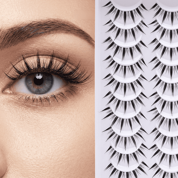 Natural Spiky False Eyelashes Multipack, Lightweight Soft Strip Lashes for Everyday Makeup and Daily Wear Soft Strip Lashes with Light Volume and Natural Curl