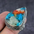 thumbnail image 1 of Natural Spiny Oyster Gemstone Handmade 925 Sterling Silver Jewelry Ring S.9, 1 of 2
