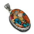 thumbnail image 1 of Natural Spiny Oyster Gemstone Handmade 925 Sterling Silver Pendant 2.13", 1 of 2