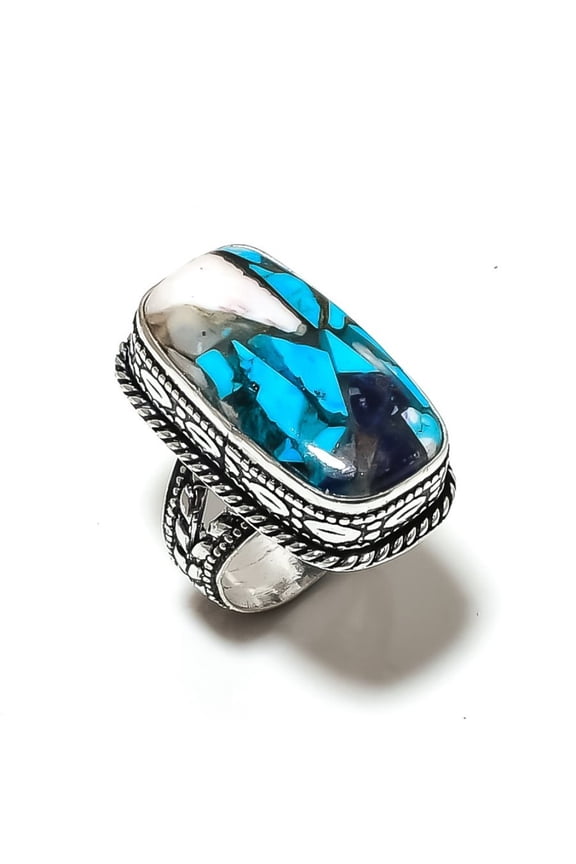 Natural Spiny Oyster Gemstone Handmade 925 Sterling Silver Ring Size 6