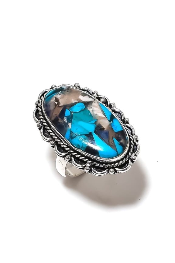 Natural Spiny Oyster Gemstone Handmade 925 Sterling Silver Ring Size 6