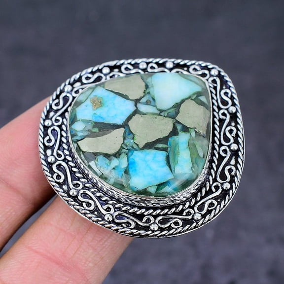 Natural Spiny Oyster Gemstone Handmade 925 Sterling Silver Ring Size 8