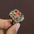 thumbnail image 1 of Natural Spiny Oyster Gemstone Handmade Copper Wire Wrap Gift Ring Size 6, 1 of 4