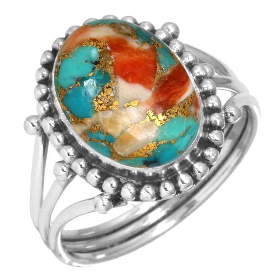 Natural Spiny Oyster Ring 925 Sterling Silver Handmade Jewelry