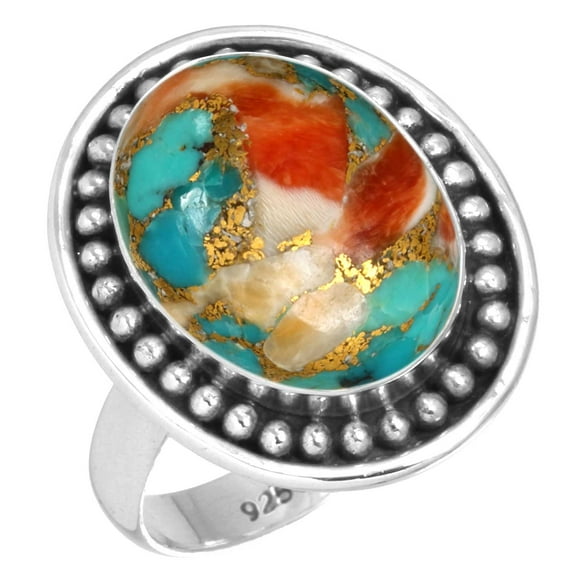 Natural Spiny Oyster Ring 925 Sterling Silver Handmade Jewelry