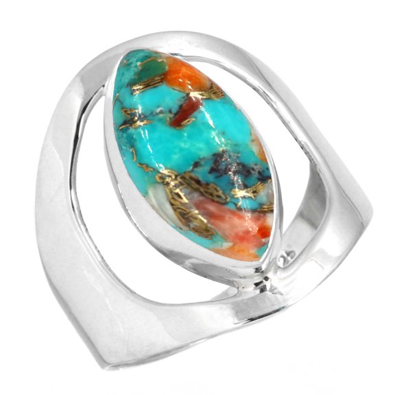 Natural Spiny Oyster Ring 925 Sterling Silver Handmade Jewelry