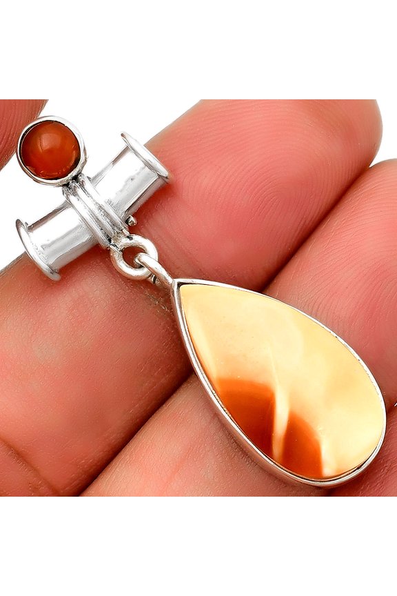 Natural Spiny Oyster Shell & Carnelian 925 Silver Pendant Jewelry P-1337 SDP133700