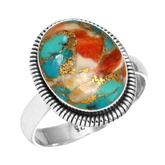 Natural Spiny Oyster Women Jewelry 925 Sterling Silver Ring