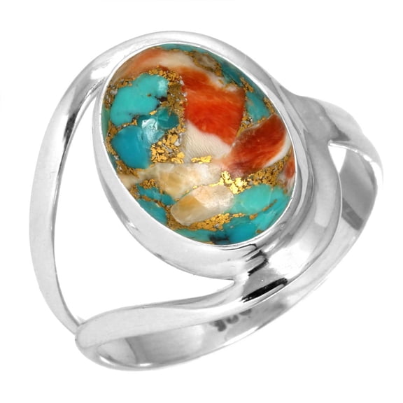 Natural Spiny Oyster Women Jewelry 925 Sterling Silver Ring