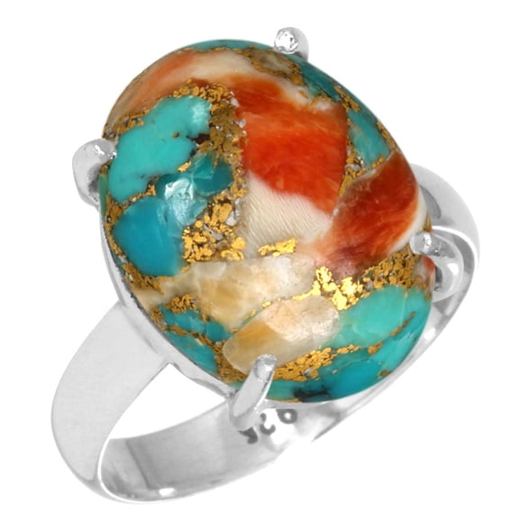Natural Spiny Oyster Women Jewelry 925 Sterling Silver Ring