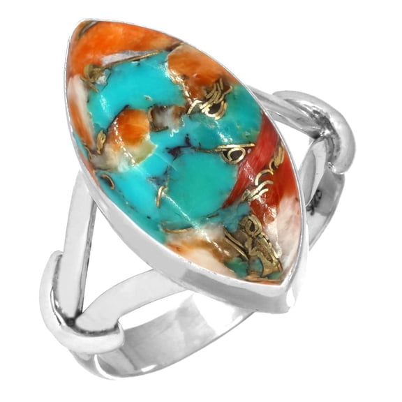 Natural Spiny Oyster Women Jewelry 925 Sterling Silver Ring