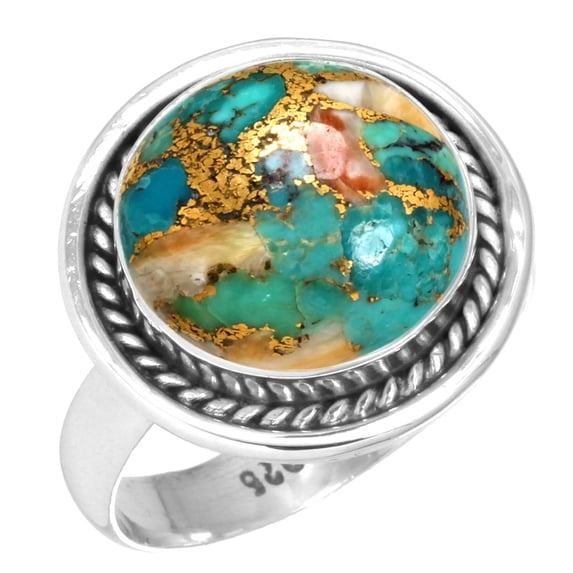 Natural Spiny Oyster Women Jewelry 925 Sterling Silver Ring
