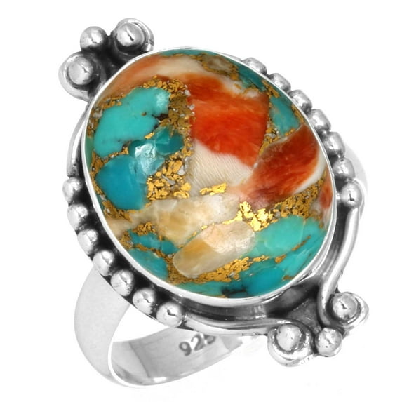 Natural Spiny Oyster Women Jewelry 925 Sterling Silver Ring