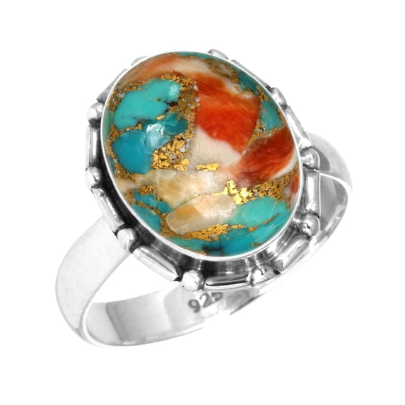 Natural Spiny Oyster Women Jewelry 925 Sterling Silver Ring