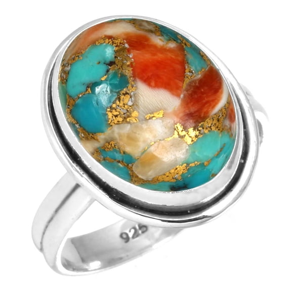 Natural Spiny Oyster Women Jewelry 925 Sterling Silver Ring