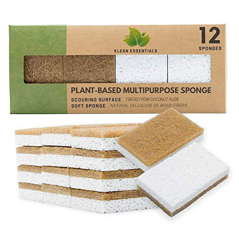 Compressed Cellulose Sponges, Bulk Sponges, Multi-Use, Non-Scratch Cleaning  Scrub Sponges for Kitchen,Bathroom, 10 Pack+ 2 Free Sponges Scouring Pad