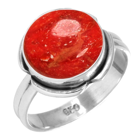 Natural Sponge Coral Ring 925 Sterling Silver Handmade Jewelry
