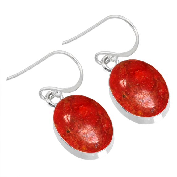 Natural Sponge Coral Women Jewelry 925 Sterling Silver Earring