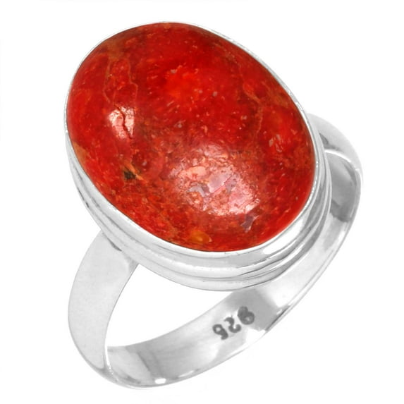 Natural Sponge Coral Women Jewelry 925 Sterling Silver Ring