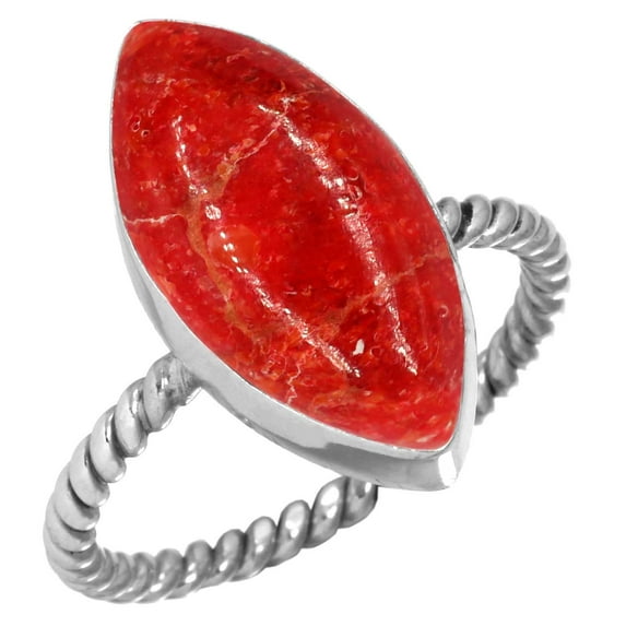 Natural Sponge Coral Women Jewelry 925 Sterling Silver Ring