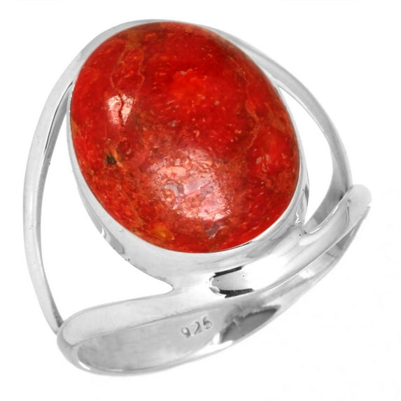 Natural Sponge Coral Women Jewelry 925 Sterling Silver Ring
