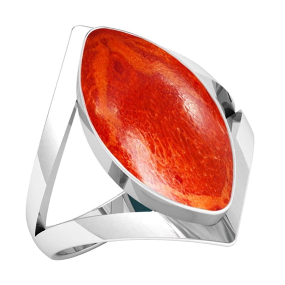 Natural Sponge Coral Women Jewelry 925 Sterling Silver Ring