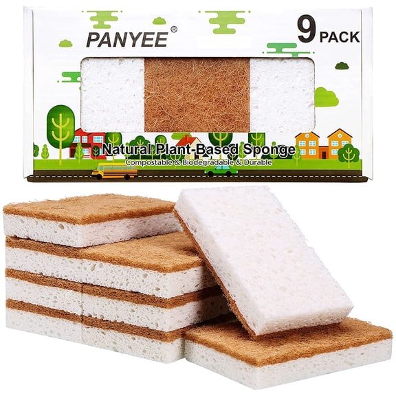 Natural Sponges Kitchen 9Pack,Eco Friendly Non-Scratch Scrub Sponge,Biodegradable Sisal Scrubber with Compostable Dish Sponges for Kitchen Cleaning…