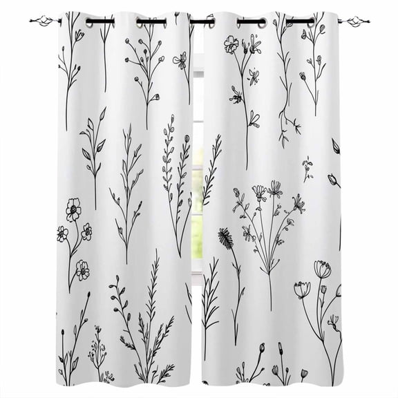 Natural Spring Floral Blackout Curtains for Bedroom Living Room Darkening Curtains 96 Inches Long Black Emerging Blossoms Window Curtain 2 Panels Set Insulated Window Treatment Grommet Drapes 52"x96"