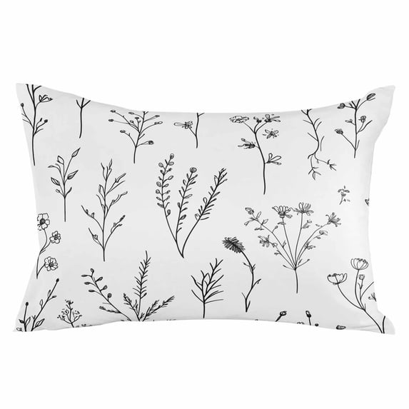 Natural Spring Floral Throw Pillow Cover 20 x 26 Inch Decorative Pillow Cover Black Emerging Blossoms Lumbar Pillowcase Seasonal Rectangle Cushion Case for Couch Sofa Bed Living Room