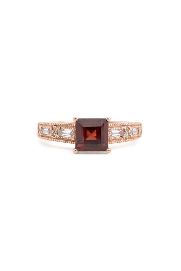925 Sterling Silver 1.8 Ct Garnet Baguette Ring Band January birthstone jewelry