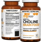 Natural Stacks Acetylcholine Supplement 60 ct - Faster Thinking & Memory Support - Powerful Fast Acting Formula with Alpha GPC, Choline and White Peony Extract - Stops Brain Fog