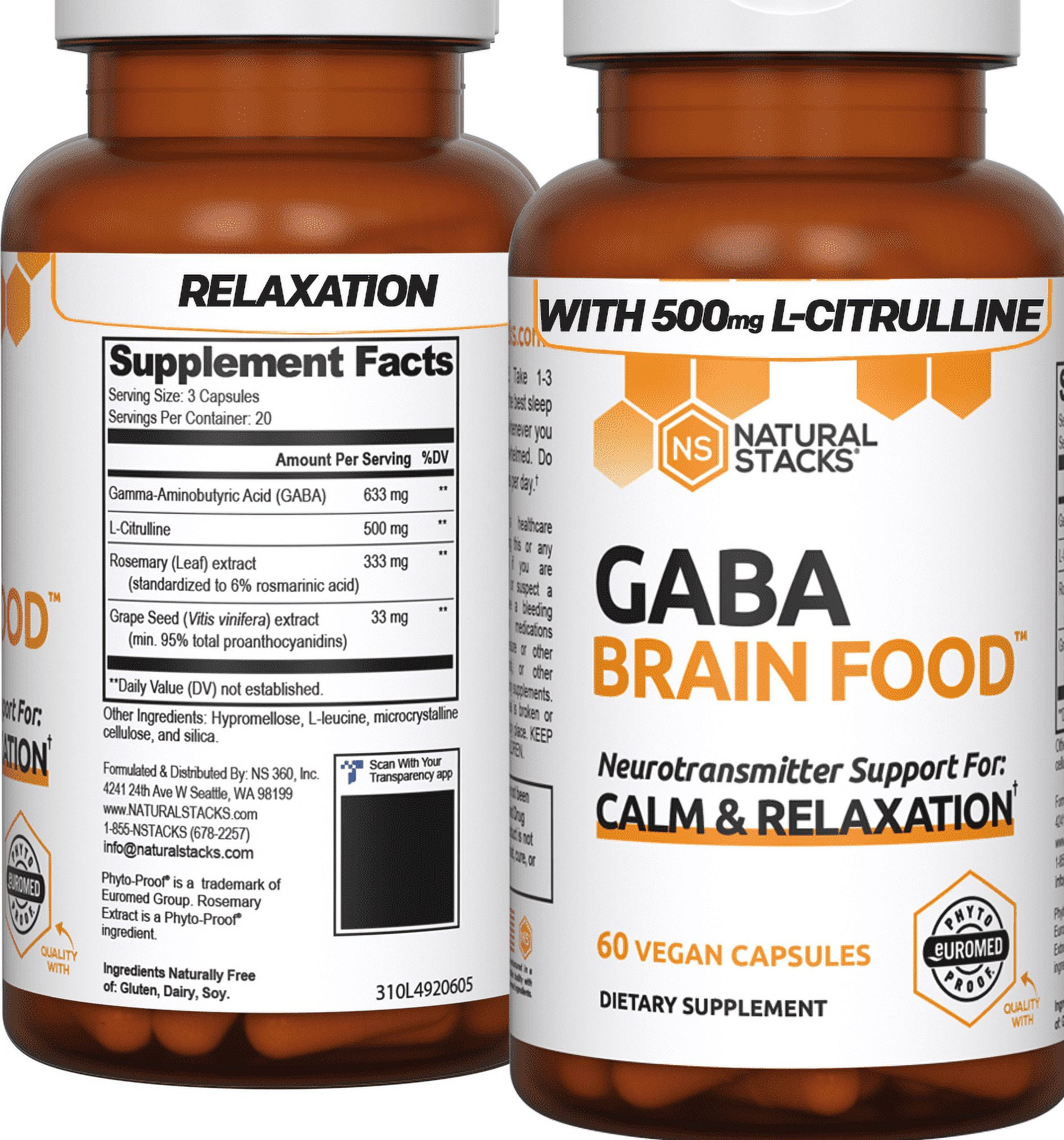 NOW Supplements GABA GammaAminobutyric Acid 750mg Neurotransmitte