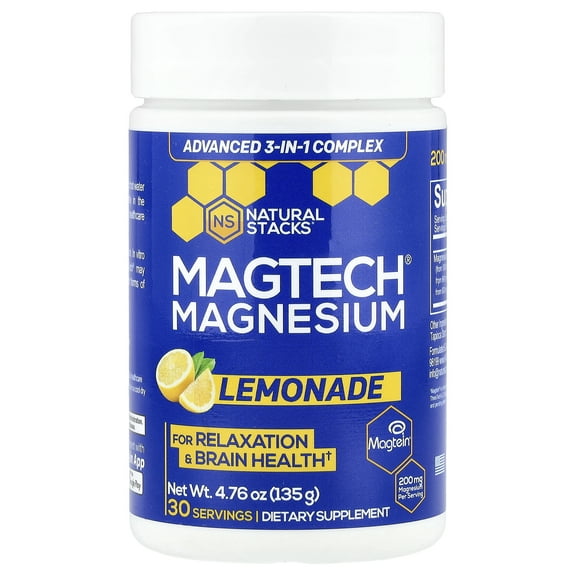 Natural Stacks MagTech Magnesium, Lemonade, 4.76 oz (135 g)