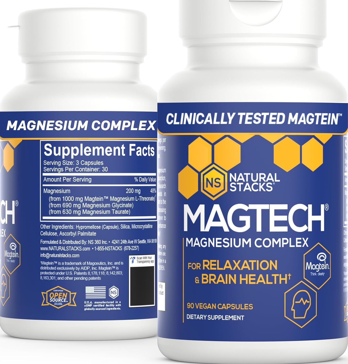 Natural Stacks MagTech Magnesium Supplement Magtein Magnesium L