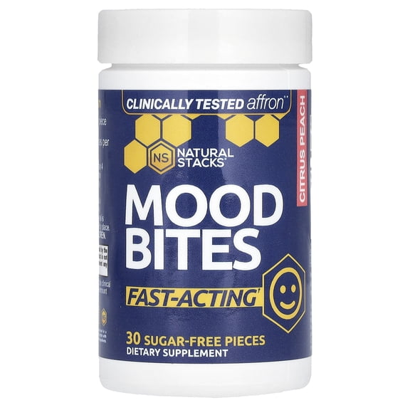 Natural Stacks Mood Bites, Citrus Peach, 30 Sugar-Free Pieces