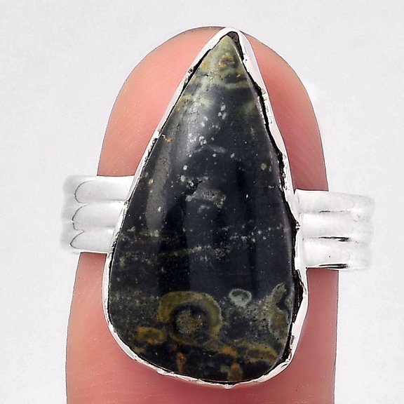 Natural Star Galaxy Jasper 925 Sterling Silver Ring s.8 Jewelry R-1338 SDR246113