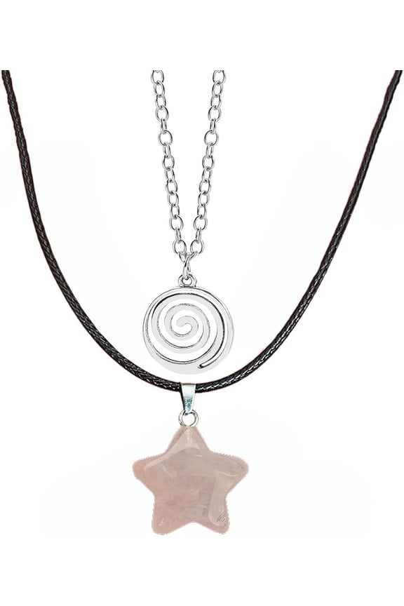 Natural Star Shape Stone Choker Necklace Gothic Y2K Swirl Pendant Necklace Crystal Cute Star Charms Pendant Choker Necklaces for Women Party Jewelry