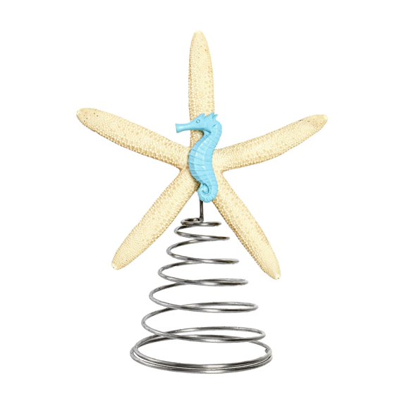 Natural Starfish Christmas Tree Topper 8.7'' Beach Nautical Coastal Christmas Tree Topper Decoration Rustic Large Starfish Treetop Ornaments for Xmas Holiday Indoor Decor