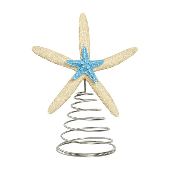 Natural Starfish Christmas Tree Topper 8.7'' Beach Nautical Coastal Christmas Tree Topper Decoration Rustic Large Starfish Treetop Ornaments for Xmas Holiday Indoor Decor