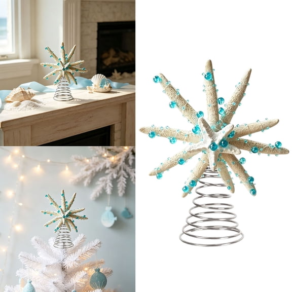 Natural Starfish Tree Topper for Beach Christmas Trees and Coastal Holiday Displays, Nautical Starfish Topper for Rustic Coastal Accent, Beach House and Seaside Home Decor
